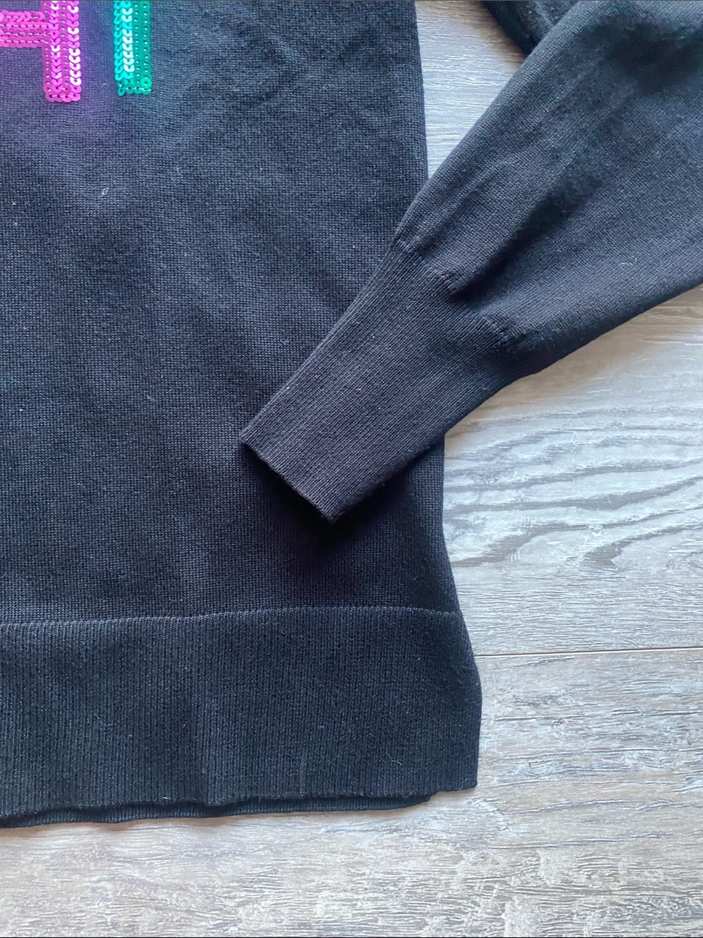 Marled Merry & Bright Sequin Sweater Womens Sz Medium Black Bold Holiday - Picture 4 of 5
